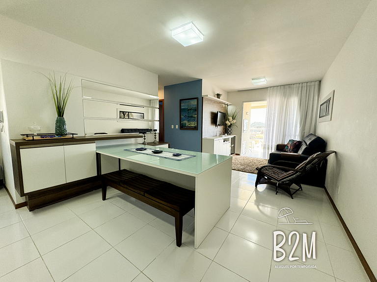 Apartamento com vista mar, churrasqueira e piscina
