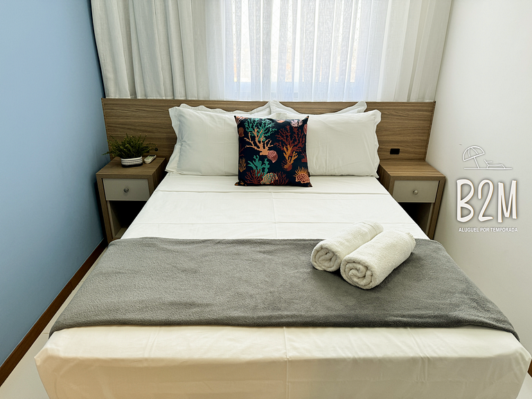 Apartamento com vista mar, churrasqueira e piscina