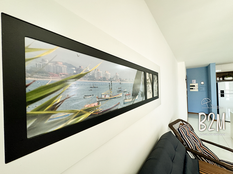 Apartamento com vista mar, churrasqueira e piscina