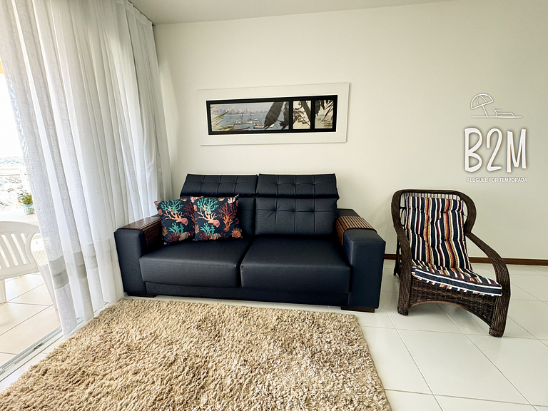 Apartamento com vista mar, churrasqueira e piscina