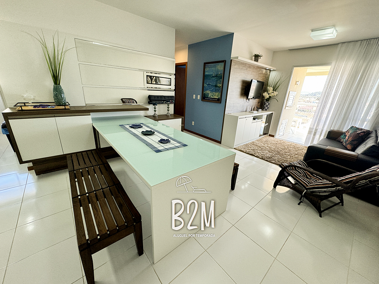 Apartamento com vista mar, churrasqueira e piscina