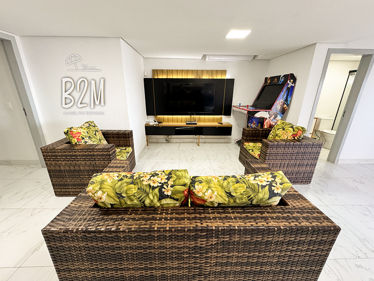 Casa pé na Areia com fliperama e churrasqueira