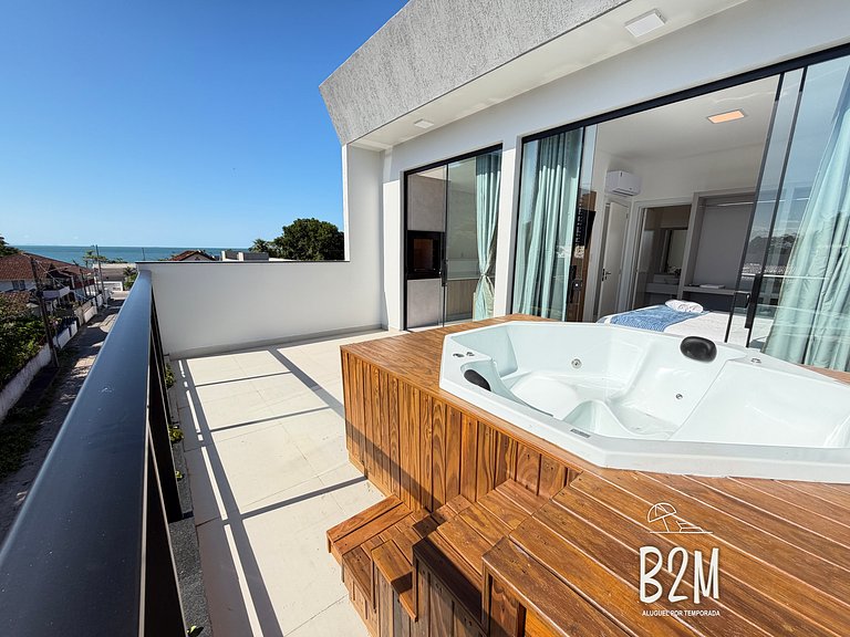Triplex com jacuzzi, vista mar, churrasqueira